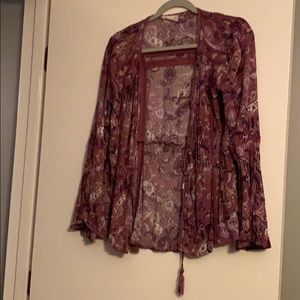 Boho Bell Sleeved cardigan purple